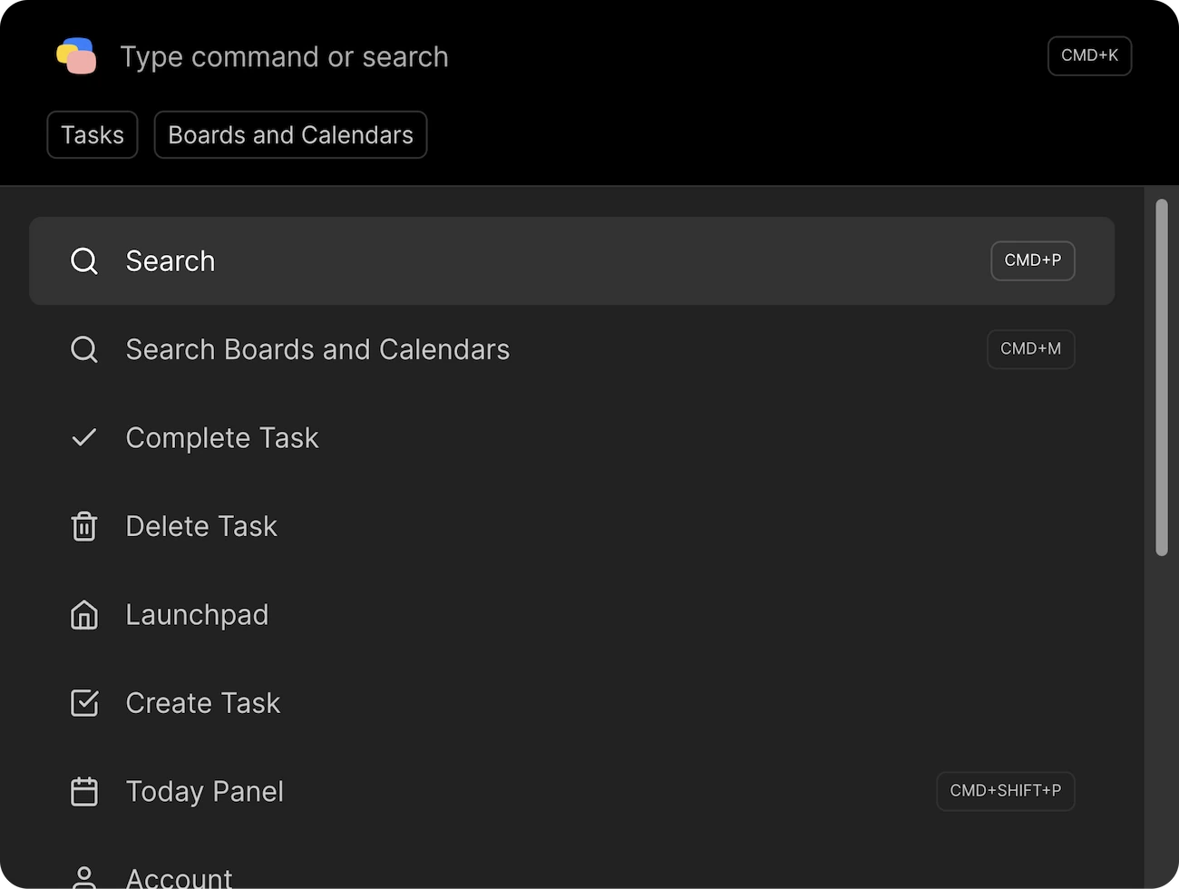 An image showcasing the weekrise command pallete.